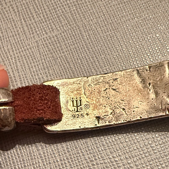 James Avery Brown Ichthus Leather Sterling Bracelet - Picture 2 of 2